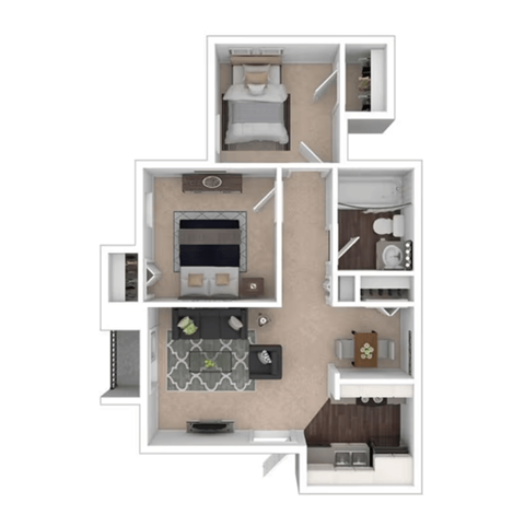 Floor plan for 2 beds, 1 bath, 700 sqft